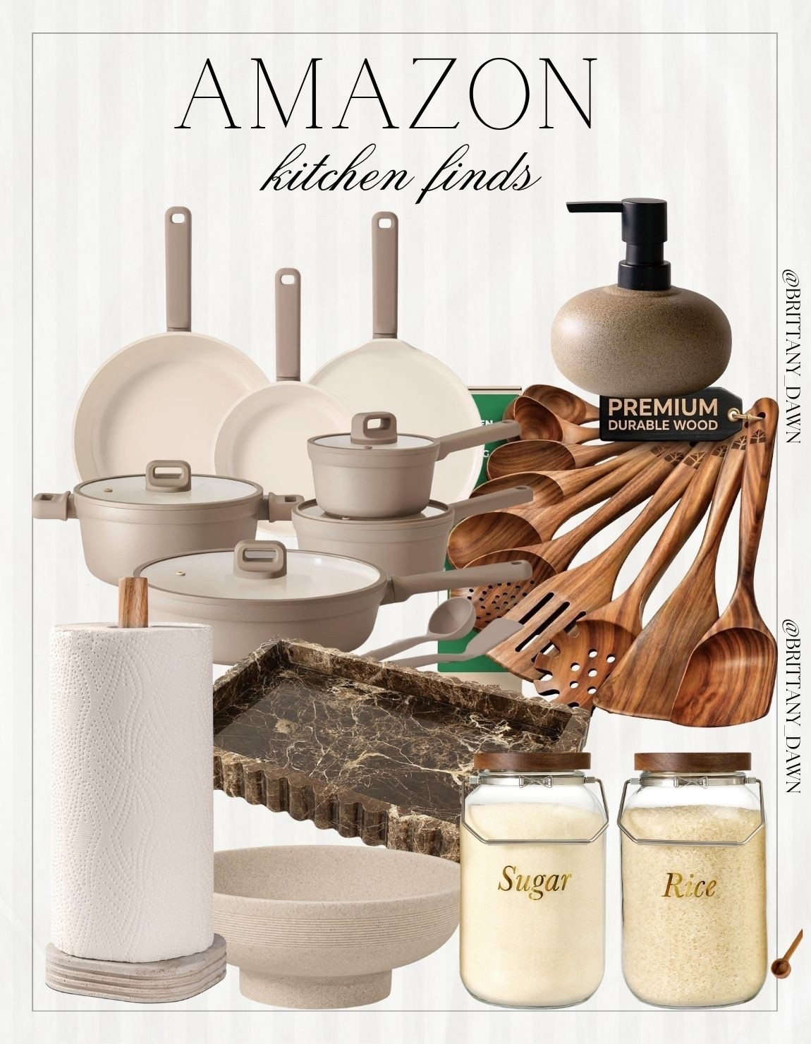Upgrade your cooking space with these aesthetic Amazon kitchen finds! 🍳

Styled with cream cookware, teak wooden utensils, a soap dispenser, marble tray, paper towel holder, and labeled glass jars for a seamless neutral home feel.

#AmazonKitchen #AmazonFinds #KitchenOrganization #NeutralHome #KitchenEssentials #LTKhome #HomeOrganization #KitchenInspo #LTKunder50 #ModernKitchen #CookwareSet #HomeFinds

#LTKHome