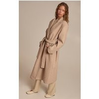 Oat Single Breasted Self Tie Wool Look Maxi Coat, Oatmeal | PrettyLittleThing UK