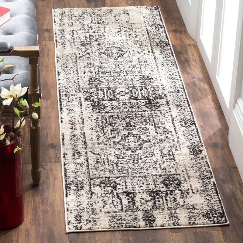 Evann Oriental Area Rug in Ivory/Black | Wayfair North America