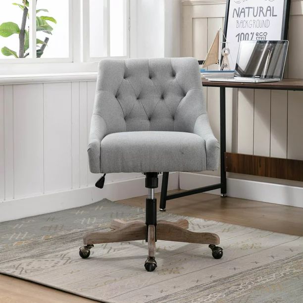 ARCTICSCORPION Swivel Home Office Chair with Wheels&Wood Base, Modern Tufted Upholstered Swivel T... | Walmart (US)