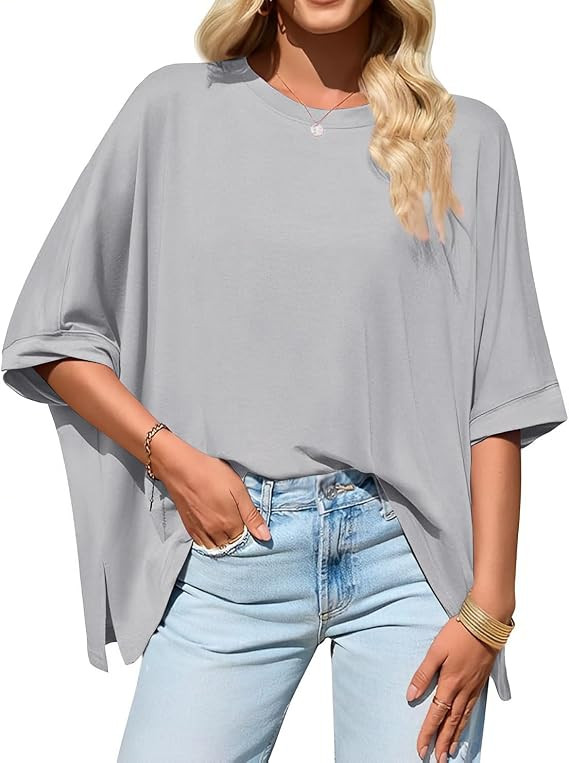 Bestsister Womens Oversized Tshirts Batwing Short Sleeve BaggyTops Summer Loose Fit Tunic Tee Plu... | Amazon (US)