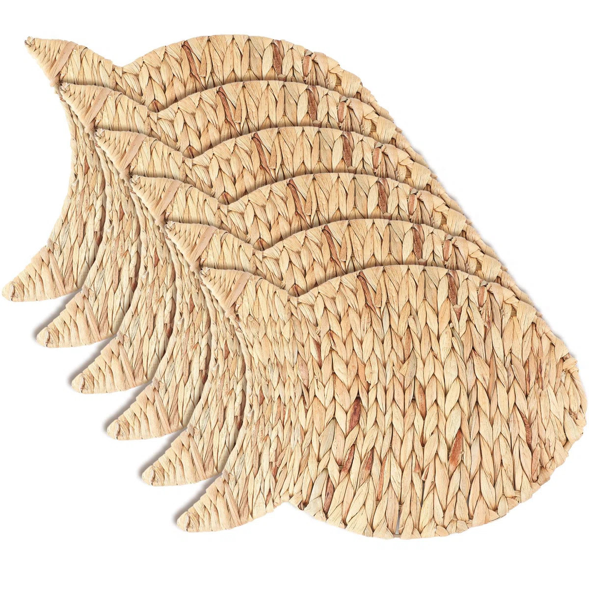Rosecliff Heights 6 Pack Fish Woven Placemats, Water Hyacinth Nautical Rattan Chargers For Dining... | Wayfair North America