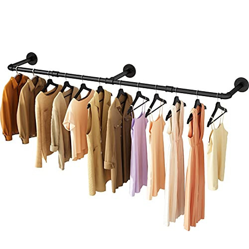 UlSpeed Wall Mounted Clothes Rack 52.6in, Industrial Pipe Clothing Racks Wall Mount, Heavy Duty Detachable Iron Garment Bar, Saving Space, Multi-Purpose Hanging Rod for Bedroom, Laundry Room, 1 Pack | Amazon (US)