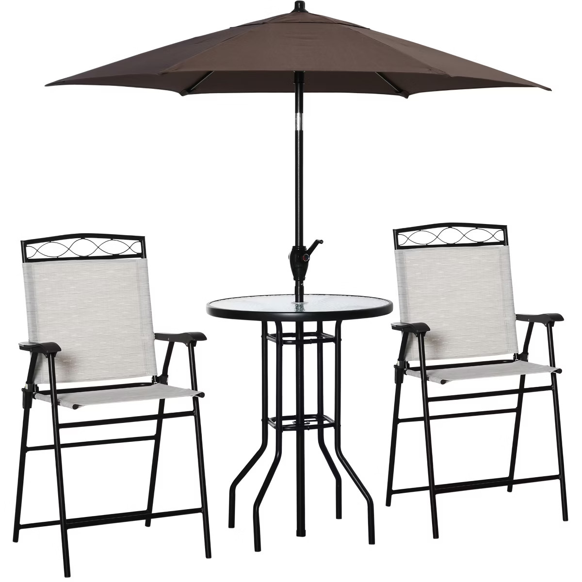 Outsunny 4 Piece Patio Bar Set for 2 with 6' Adjustable Tilt Umbrella, Outdoor Bistro Set with Fo... | Target