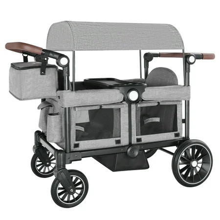 AILEEKISS Collapsible Wagon Stroller for 2 Toddlers with Adjustable Canopy, 44 Pounds, Grey | Walmart (US)