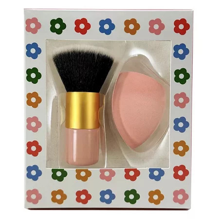 Kabuki Brush and Sponge Set to Apply Loose Powder Make-up on Face | Walmart (US)
