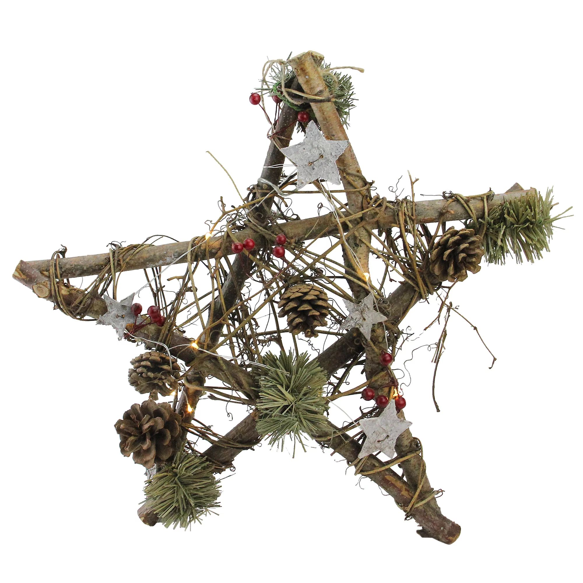 Northlight 15.75" Wooden Star with Pine Cones and Twigs Rustic Christmas Ornament - Brown - Walma... | Walmart (US)