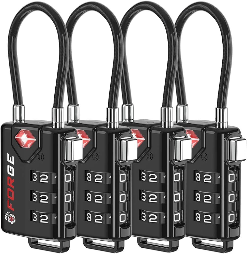 TSA Approved Cable Luggage Locks, Re-settable Combination with Alloy Body | Amazon (US)
