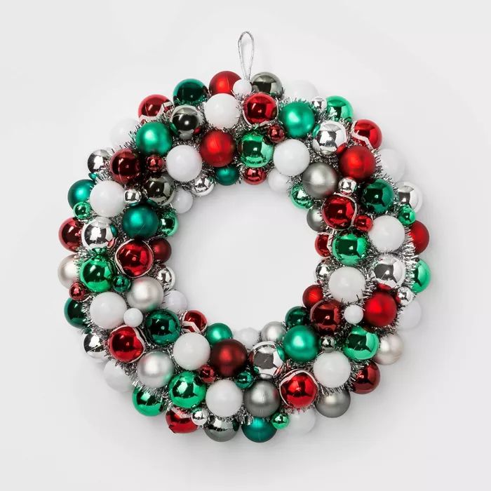 Shatterproof Christmas Wreath Red Green & White - Wondershop™ | Target
