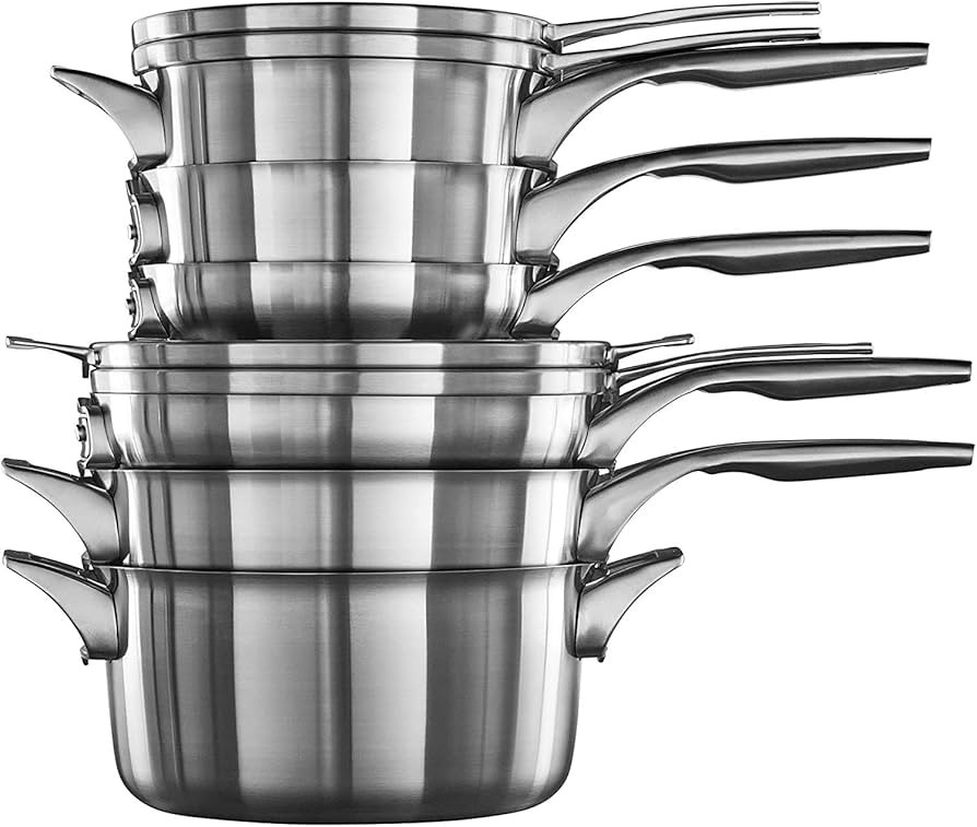 Calphalon Premier Space-Saving Stainless Steel Pots and Pans, 10-Piece Cookware Set | Amazon (US)