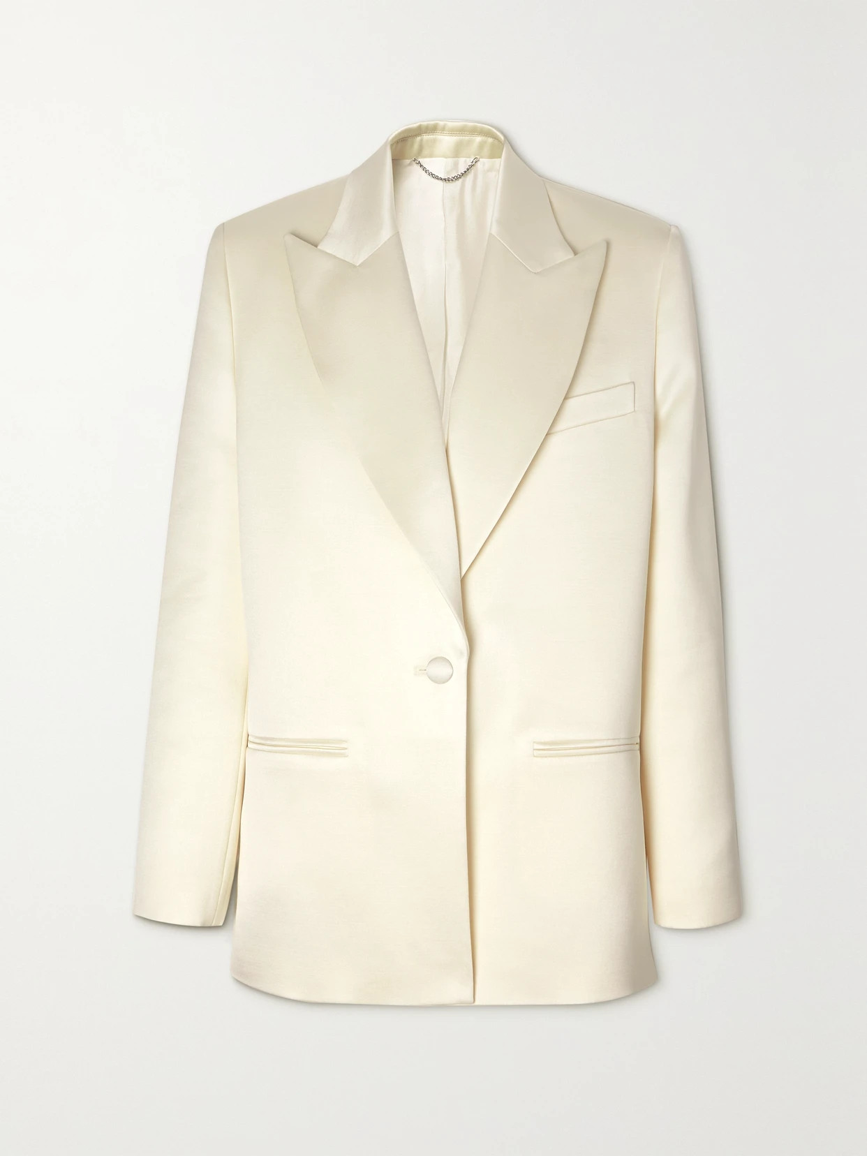 Magda Butrym - Silk Satin-trimmed Wool Blazer - White | NET-A-PORTER (US)
