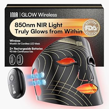 INIA Red Light Therapy Mask for Face, Glow Wireless LED Face Mask Light Therapy with Near-Infrare... | Amazon (US)