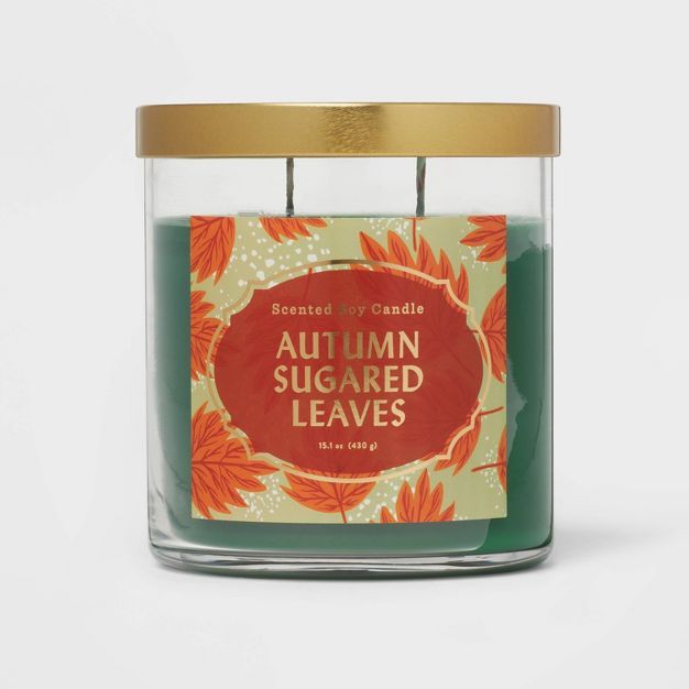 Lidded Glass Jar Autumn Sugared Leaves Candle - Opalhouse™ | Target