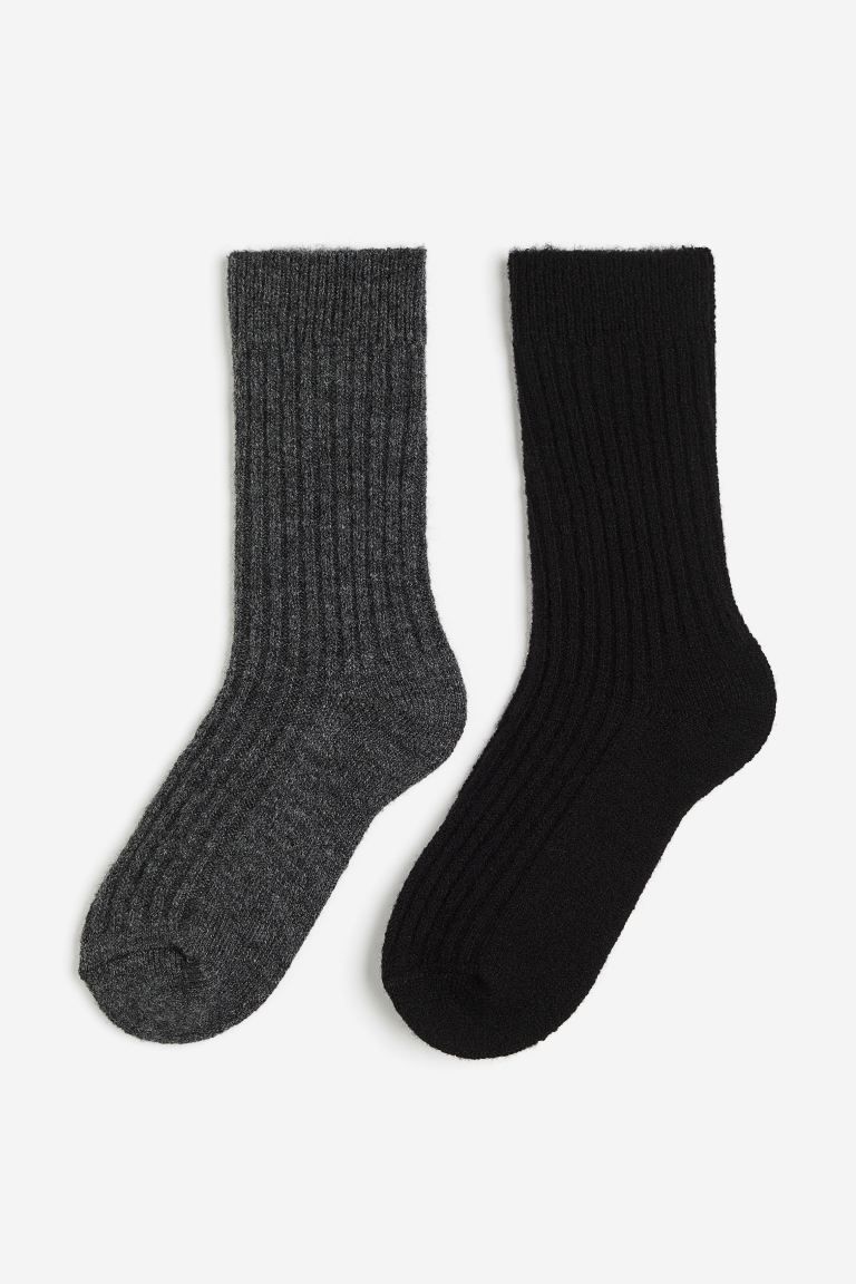 2-pack Wool-blend Socks - Pink/beige melange - Ladies | H&M US | H&M (US + CA)