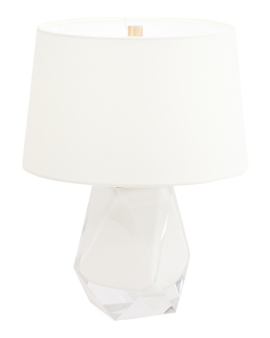 16.5x13 Gemma Glass Table Lamp With Linen Shade | TJ Maxx