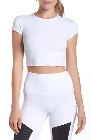 Women's Alo Choice Short Sleeve Crop Top, Size X-Small - White | Nordstrom