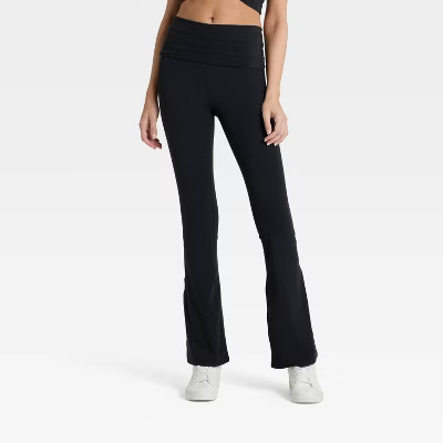 Women's High-Rise Foldover Waistband Flared Leggings - JoyLab™ Black XL | Target