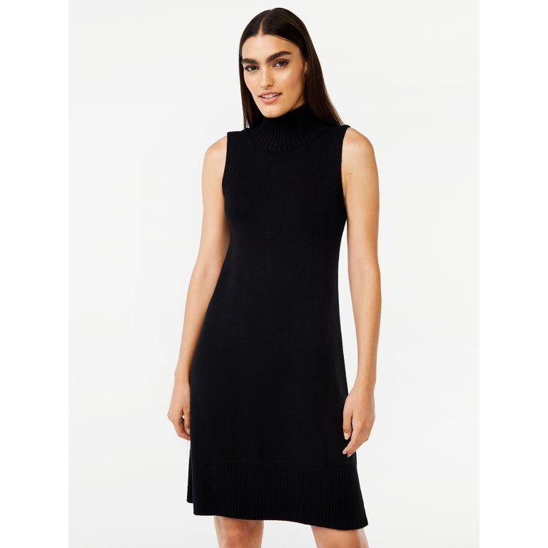 Free Assembly Women's Sleeveless Tall Neck Ribbed Sweater Mini Dress | Walmart (US)