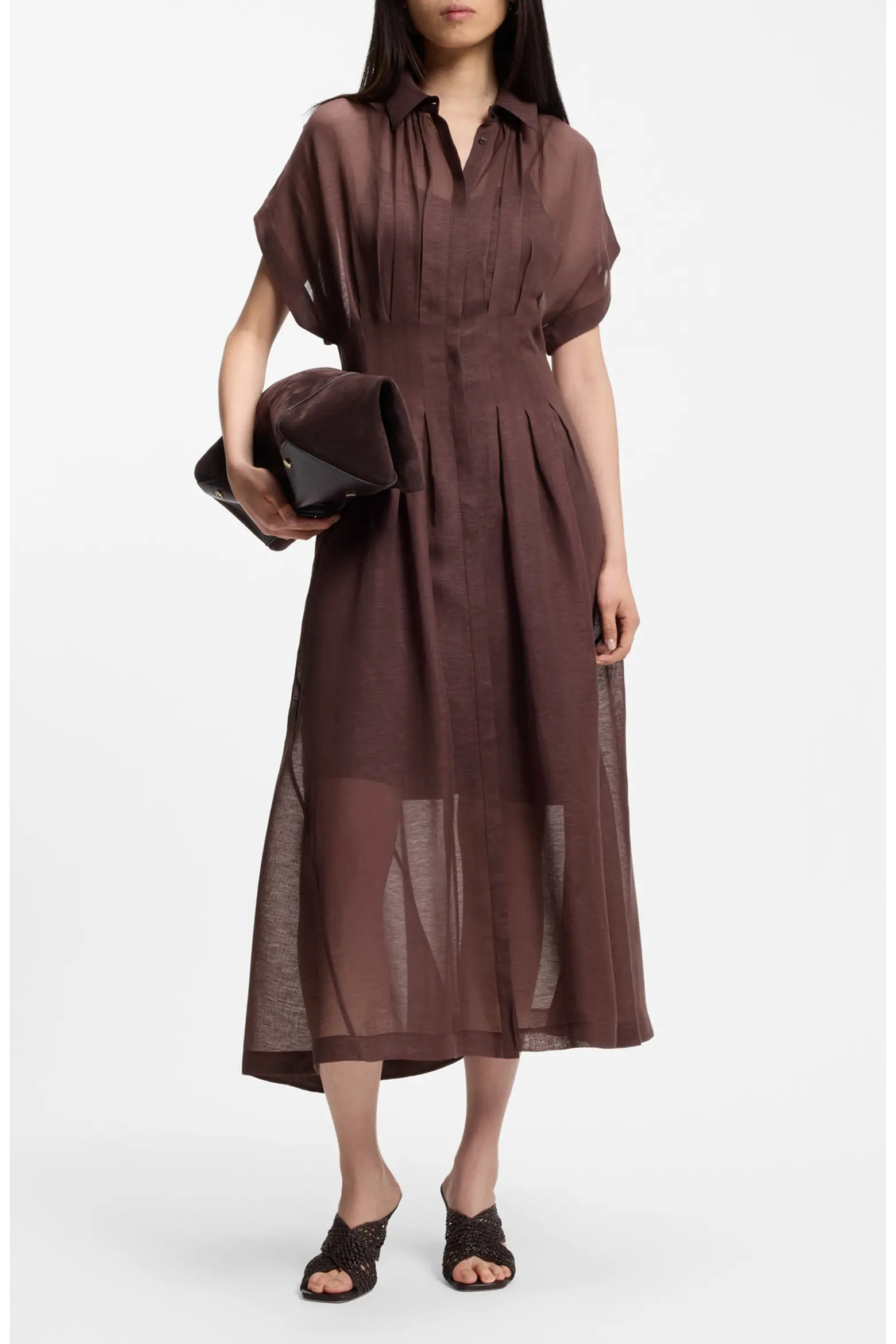 Davinata Sheer Pleat Shirtdress (Women) | Nordstrom | Nordstrom