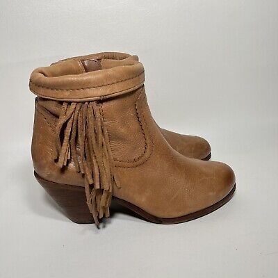 Sam Edelman Brown Leather Fringed Ankle Boots "Louie" Womens Size 7.5 | eBay US