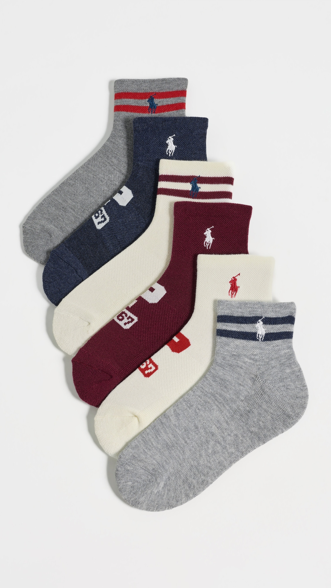 Polo Ralph Lauren Varsity P Logo Socks 6-Pack Ivory One Size | Shopbop