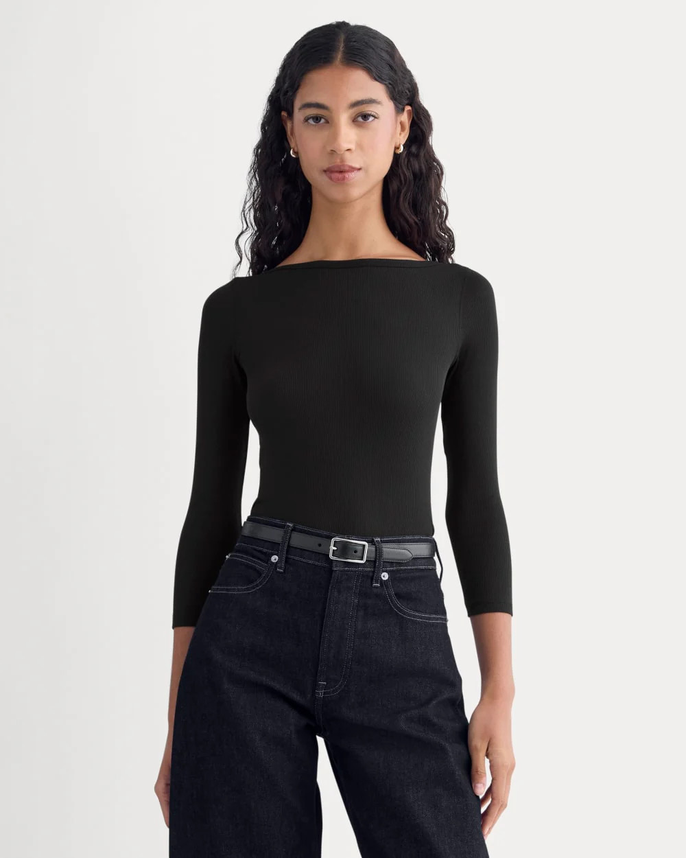 Luxe Rib 3/4 Sleeve Boatneck Tee | Everlane