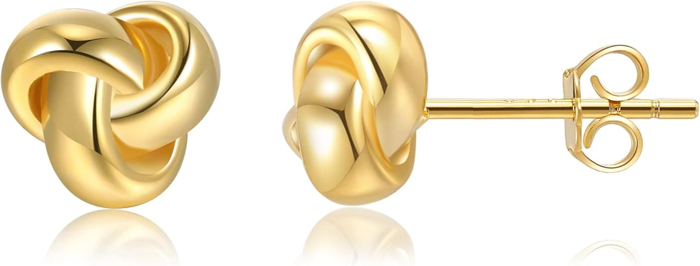 CHIC & ARTSY Love Knot Earrings Gold Plated 925 Sterling Silver Tri-tone White,Yellow,Rose Love K... | Amazon (US)