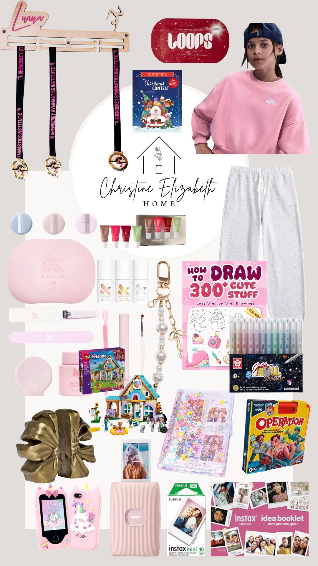 Gift guide for my 8 year old, we are starting to exit playing with a lot of toys, but she loved legos, reading, crafts and nails. we got her a new medal holder for gymnastics and a couple cozy fits from AF kids  ◡̈ 

#LTKmomlife #LTKKids #LTKGiftGuide