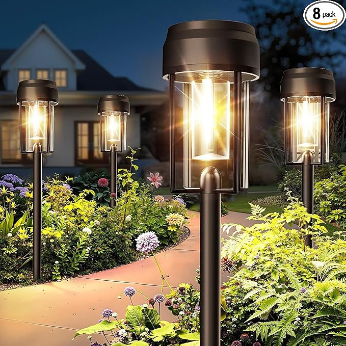 Solar Pathway Lights Outdoor, 8 Pack Bright Solar Path Lights IP65 Waterproof, Auto On/Off Outdoo... | Amazon (US)