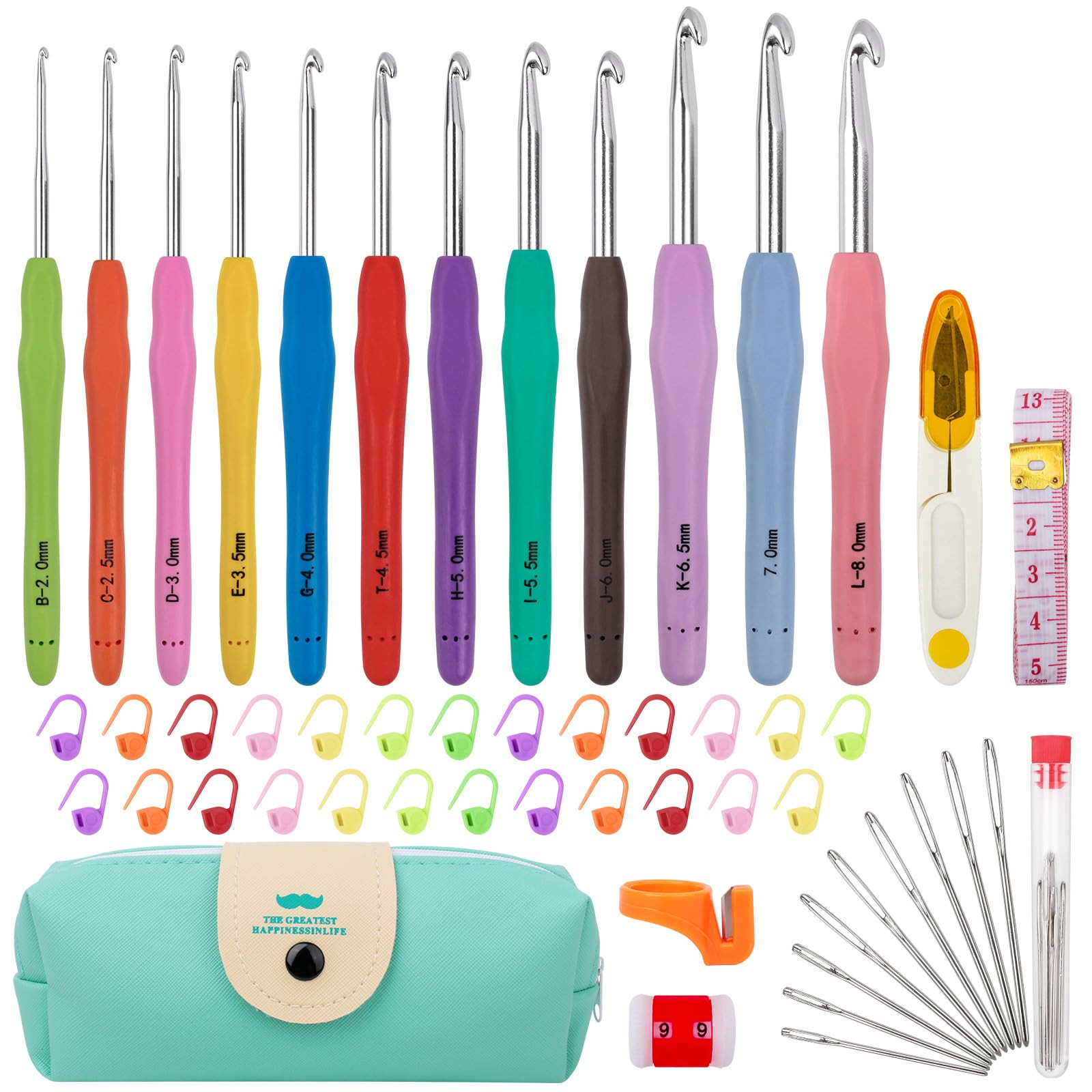 MECHEER Crochet Hooks 12 Sizes Crochet Hook Set, 51 Pack Yarn Crochet Kit for Beginners, Knitting... | Amazon (US)
