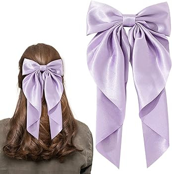 Bow Hair Clip, Hair Bows for Women Big Bowknot Hairpin French Hair Clips with Long Ribbon Solid C... | Amazon (UK)