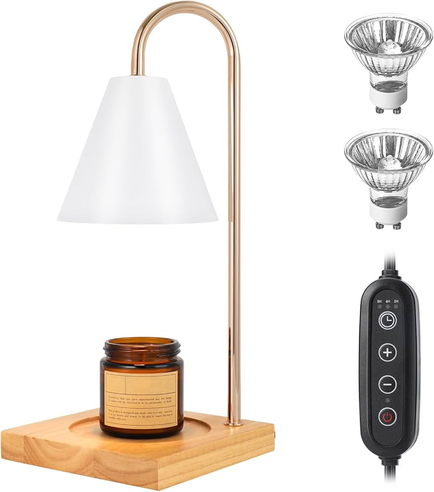 Candle Warmer Lamp, Dimmable Candle Warmer Lamp for Jar Candles, White Candle Warmer Lamp with Ti... | Amazon (US)