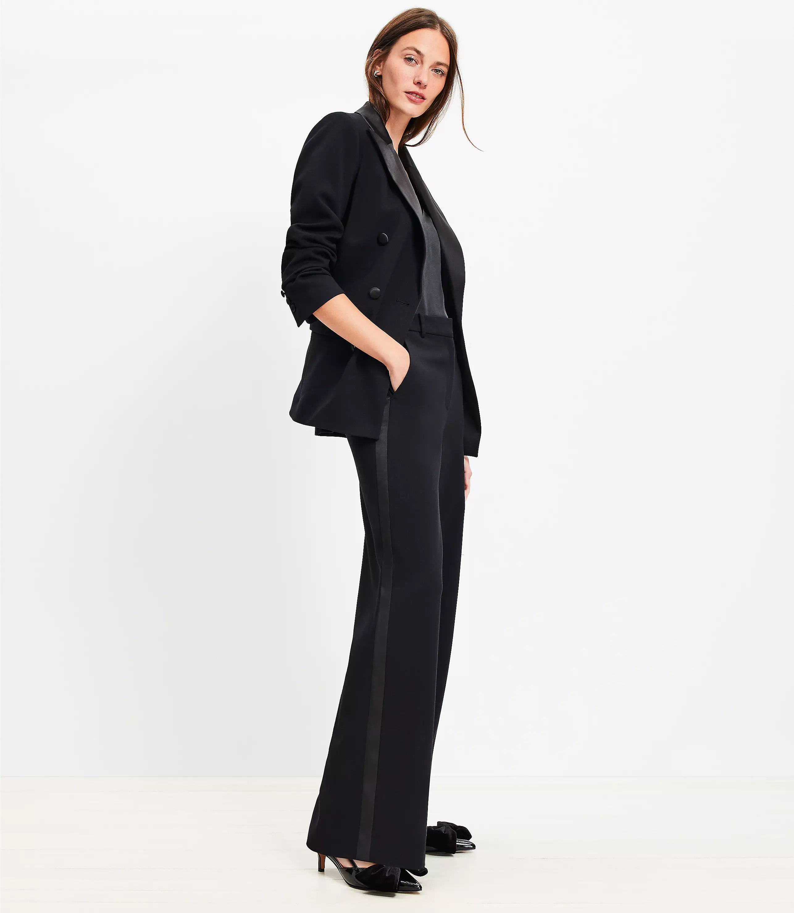 Clean Wide Leg Pants in Tuxedo Stripe | LOFT