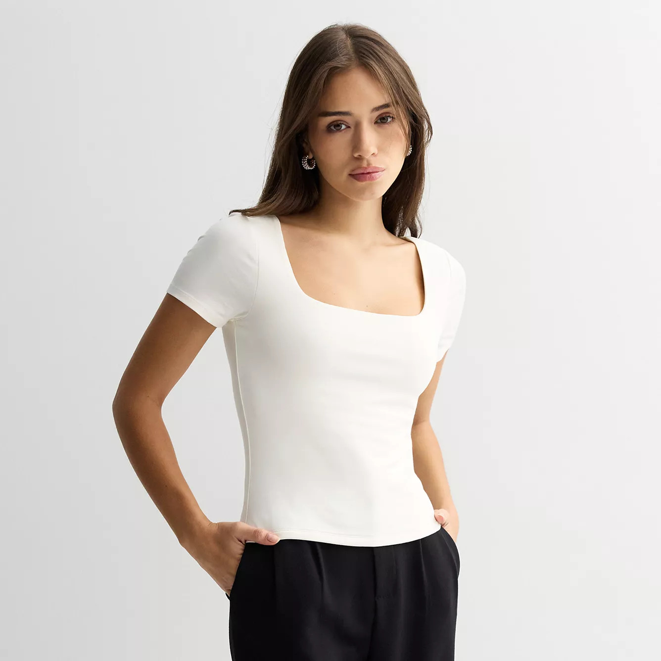 Juniors' SO\u00ae Short Sleeve Square Neck T-Shirt | Kohl's