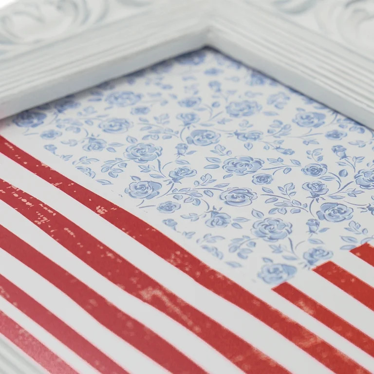 Floral Flag Hanging Sign, Red/White/Blue, 10" x 8", by My Texas House - Walmart.com | Walmart (US)