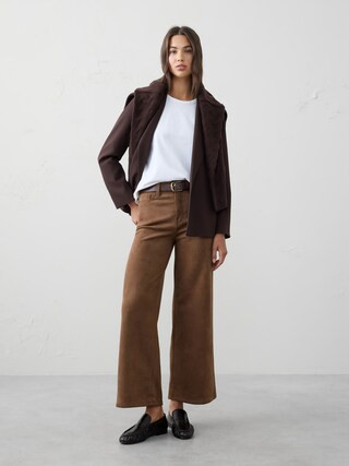 Wide-Leg High-Rise Vegan Suede Pant | Banana Republic Factory