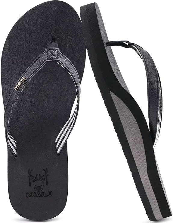 KuaiLu Womens Arch Support Flip Flops Comfortable Yoga Mat Slip on Summer Beach Walking Thong Cus... | Amazon (US)