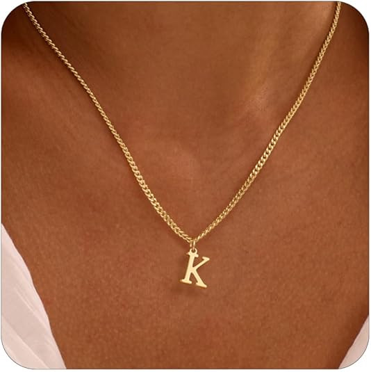 Gold Initial Necklaces for Women, Dainty 14K Gold Letter Necklace Cute Tiny A-Z Letter Pendant Pe... | Amazon (US)