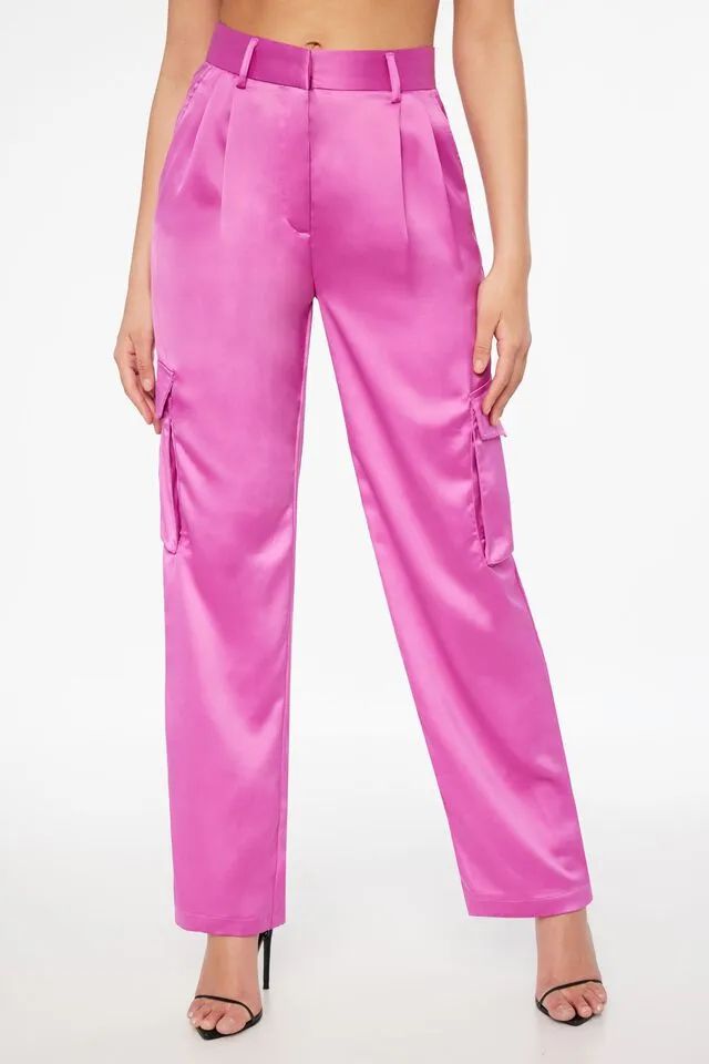 Izabel Satin Straight Leg Cargo Pants$69.95 | Dynamite Clothing