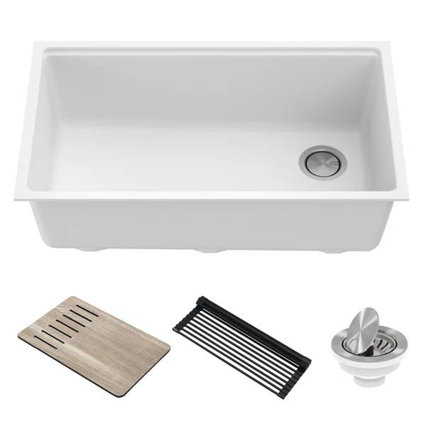 Kraus Bellucci 32 in. Undermount Single Bowl Kitchen Sink with Accessories | Wayfair North America