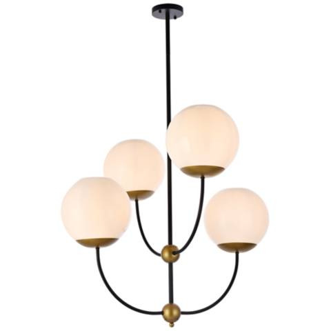 Lennon 31.5" Pendant In Black And Brass With White Shade - #449H5 | Lamps Plus | Lamps Plus