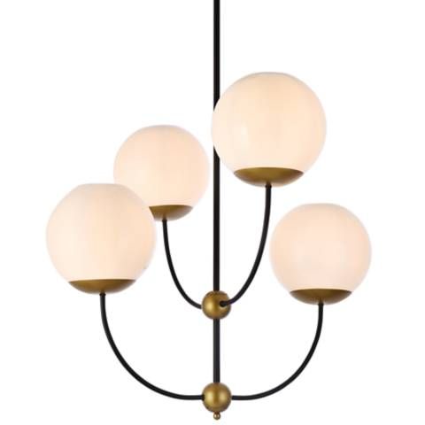 Lennon 31.5" Pendant In Black And Brass With White Shade - #449H5 | Lamps Plus | Lamps Plus