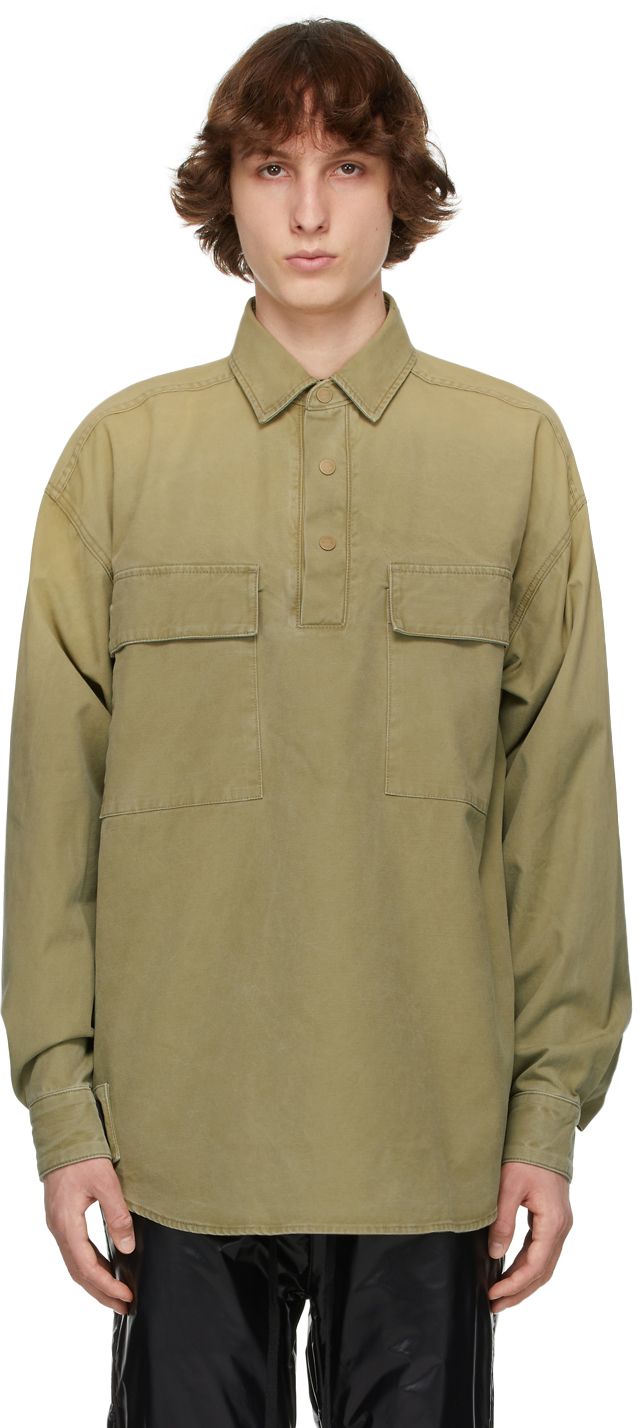 Green Canvas Military Pullover Shirt | SSENSE