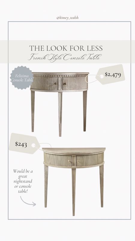 Designer look for less Console table nightstand French style furniture on a budget, inexpensive furniture, Amazon furniture demuline half moon console table wood nightstand 

#LTKsalealert #LTKstyletip #LTKhome