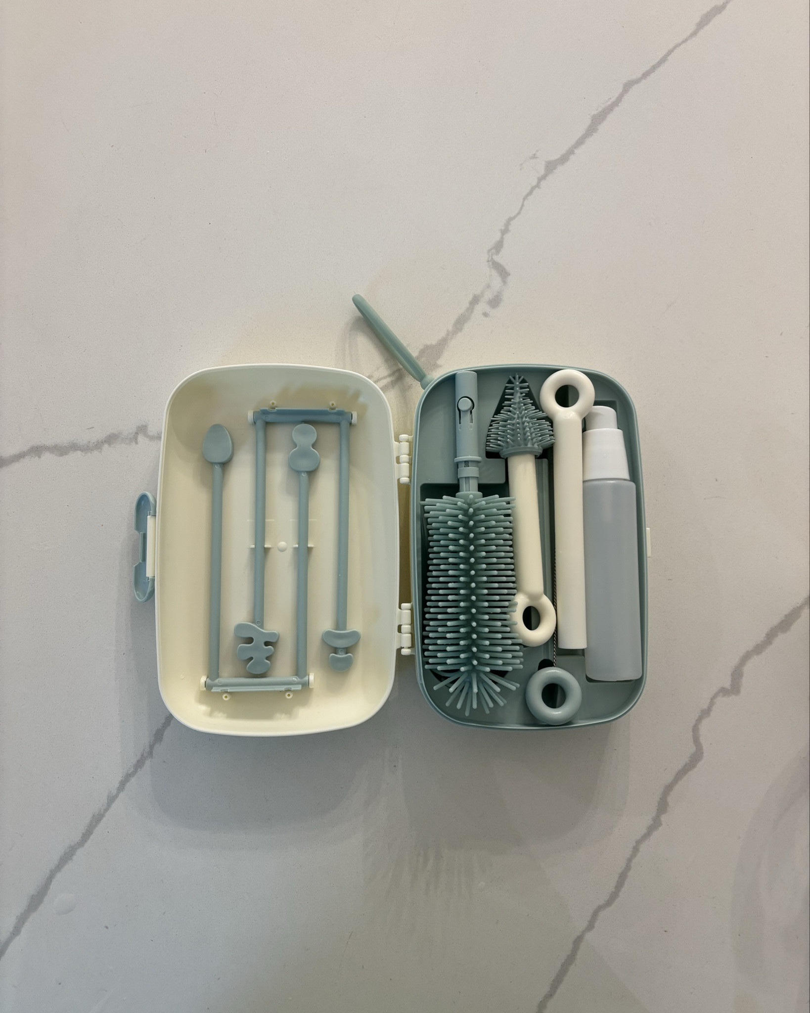 The BEST bottle and pump cleaner for traveling!  Silicone brushes and it has a drying rack😭🫶🏻

#LTKBaby #LTKTravel #LTKFamily