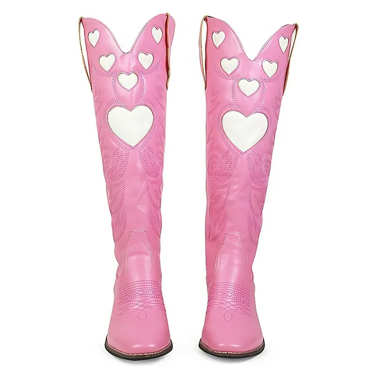 CELNEPHO Western Boots For Women Pink Knee High Cowgirl Boots Size 9 | Walmart (US)