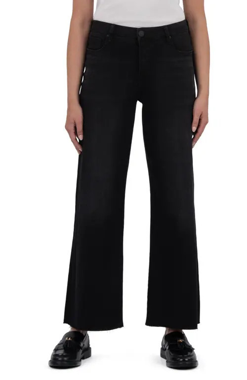 KUT from the Kloth Meg High Waist Raw Hem Wide Leg Jeans in Uplifting at Nordstrom, Size 00 | Nordstrom