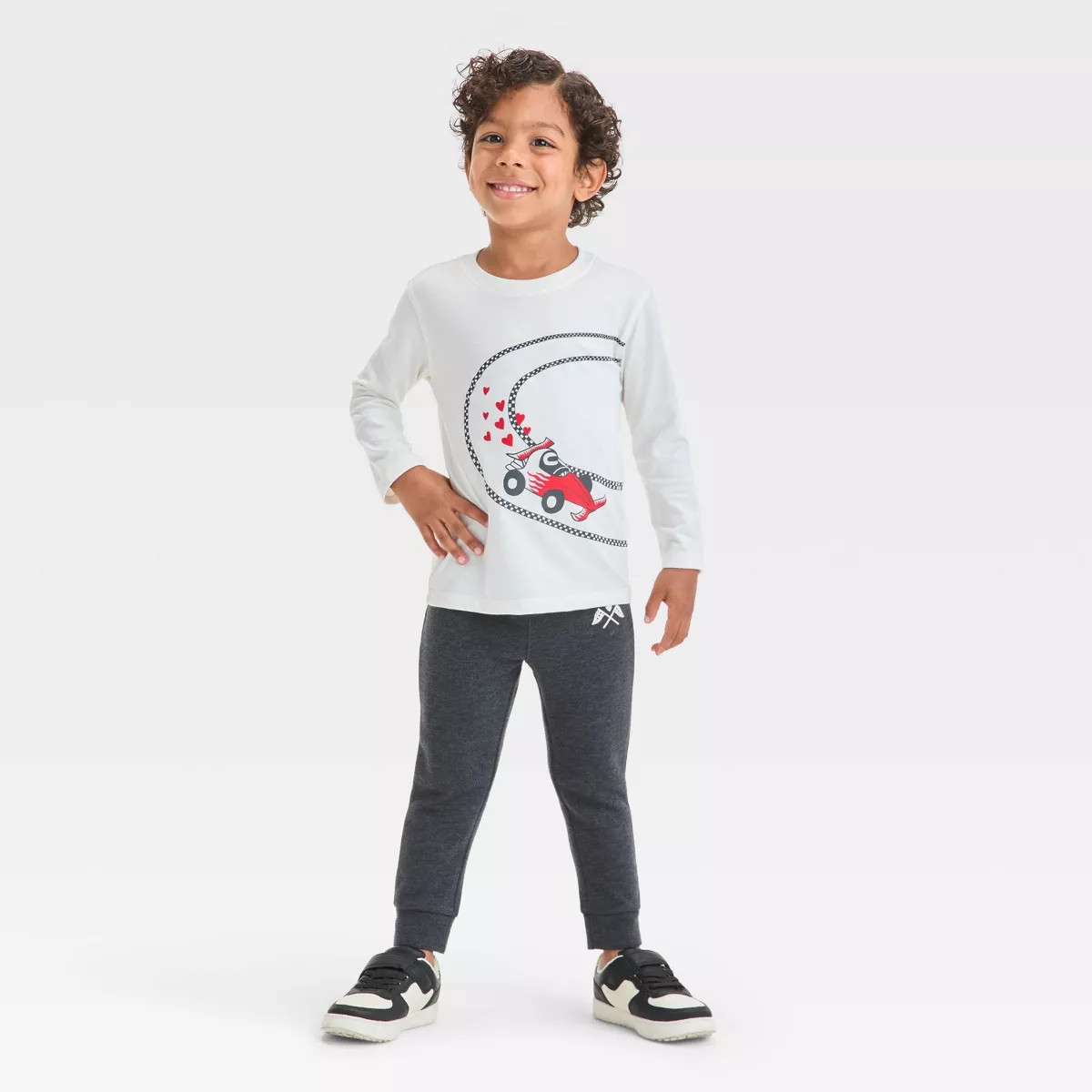 Toddler Boys' Valentine's Day Racecar Long Sleeve T-Shirt and Fleece Jogger Pants Set - Cat & Jac... | Target