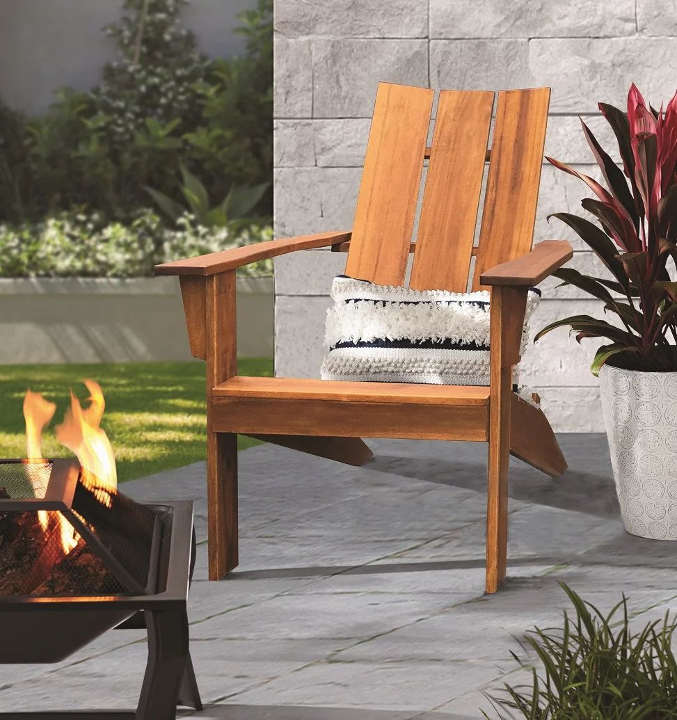 Mainstays Wood Outdoor Modern Adirondack Chair, Natural Color | Walmart (US)