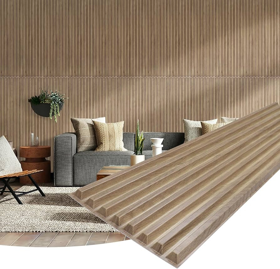 STICKGOO 12 Pack Slat Wall Panels, 12" x 48", 3D Wall Panels Peel and Stick, Faux Wood Wall Panel... | Amazon (US)